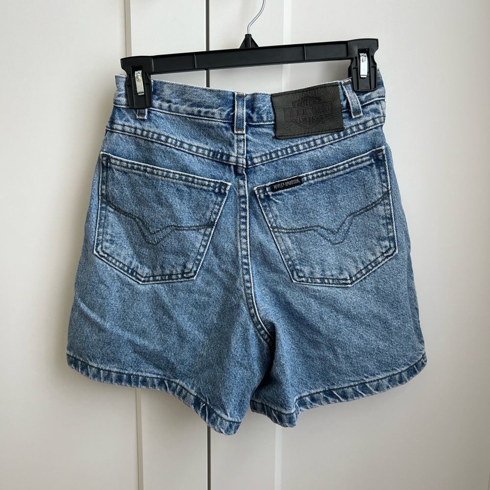 VINTAGE Harley Davidson High Rise Mid Thick Denim Jean Short Size 4